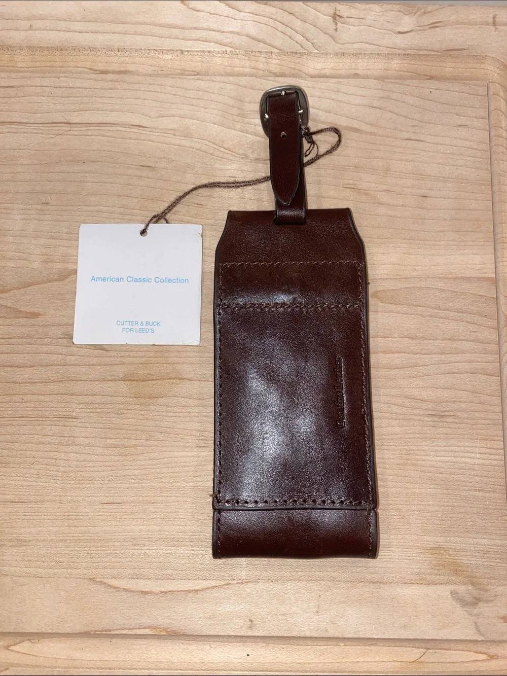 Cutter & Buck Brown Leather Luggage Tag with United Embossing